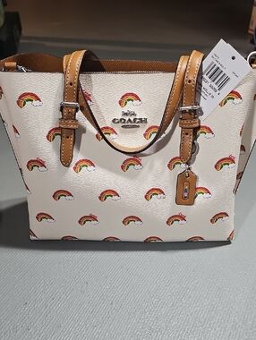 Coach CK373 SV/CHALK MULTI Rainbow Mollie 25 NWT Pride Collection